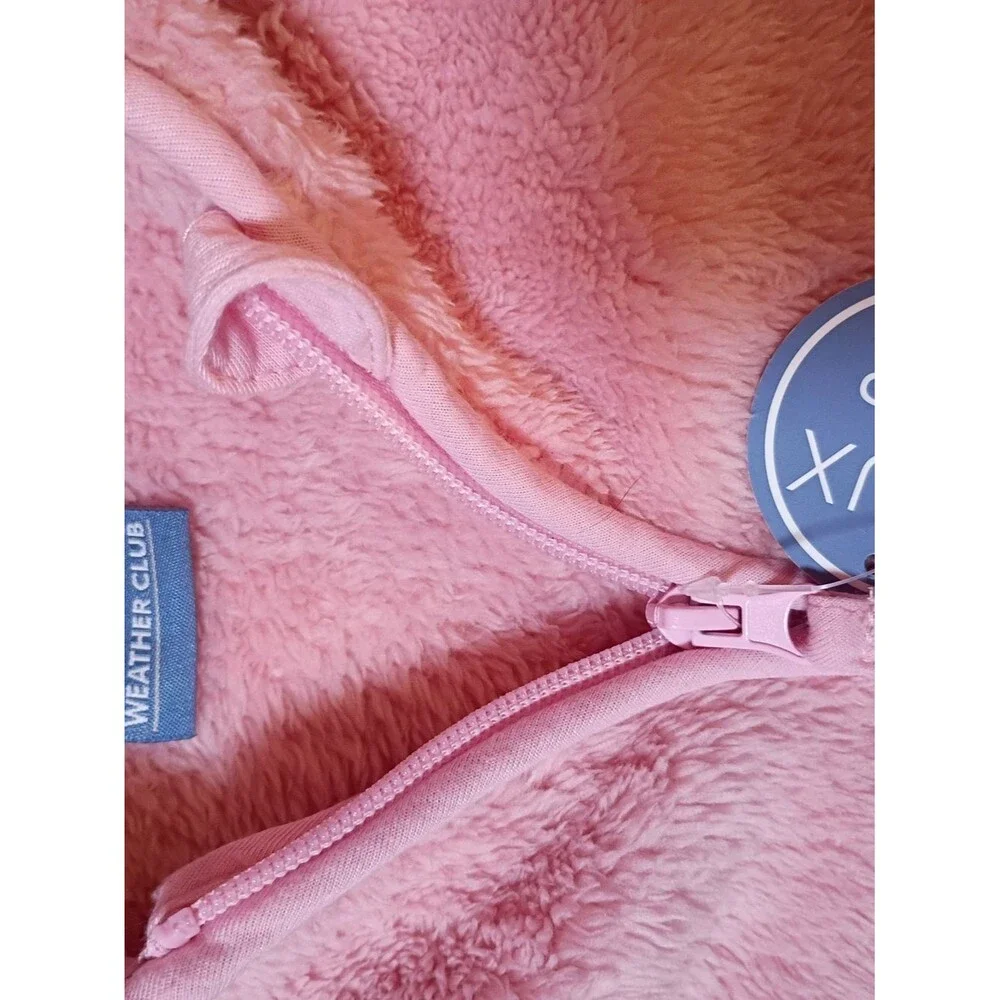 Weather Club Faux Fur Hooded Zip Baby Jacket - Pink & Cream Size 5/6
